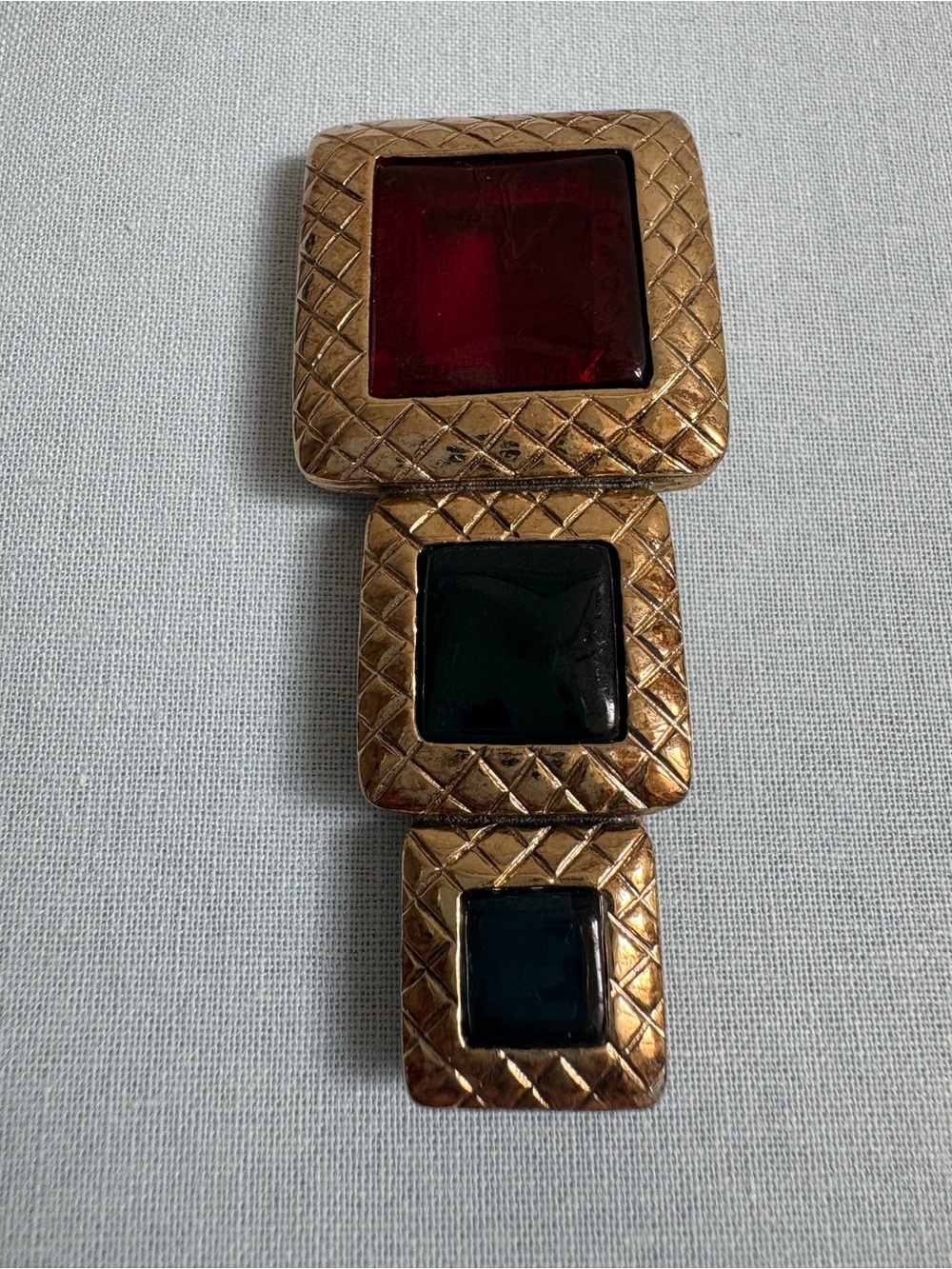 Vintage Les Bernard for Vogue Runway Large Multi Colored Gold-Tone Brooch- Vo